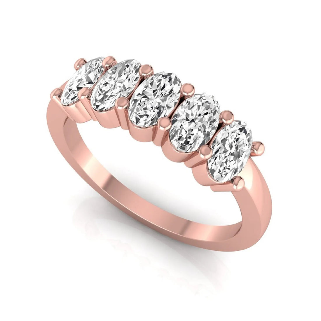 OctaPearl Oval Five Stone Lab Grown Diamond Anniversary Ring