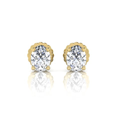 Oval Four Prong Lab Grown Diamond Stud Earrings - alternate view