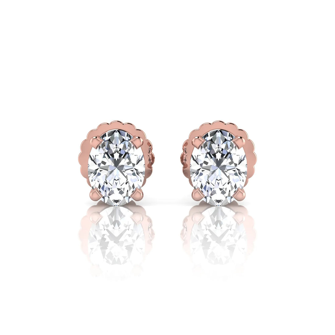 OctaPearl Oval Four Prong Lab Grown Diamond Stud Earrings