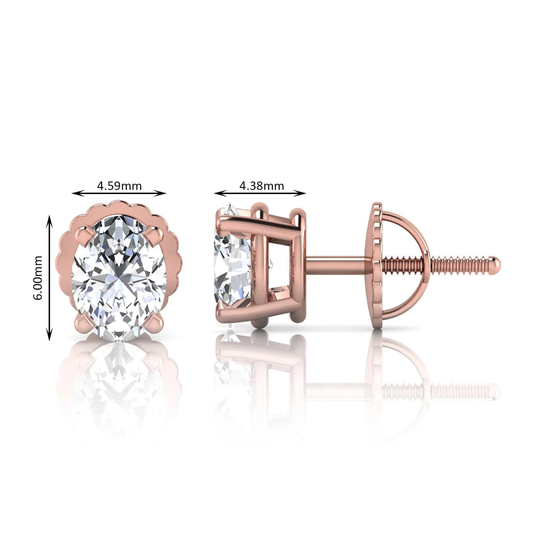OctaPearl Oval Four Prong Lab Grown Diamond Stud Earrings