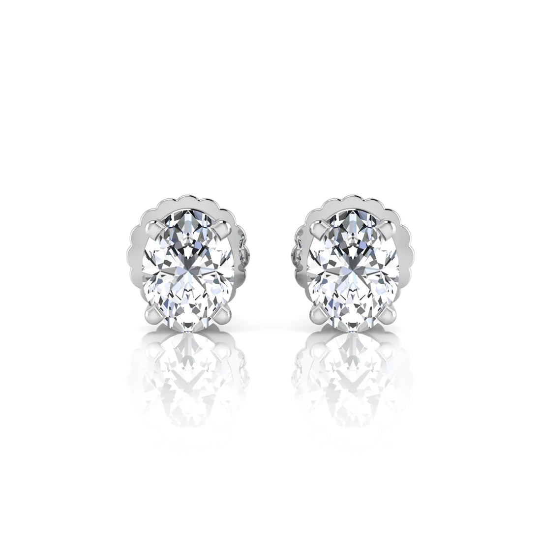OctaPearl Oval Four Prong Lab Grown Diamond Stud Earrings