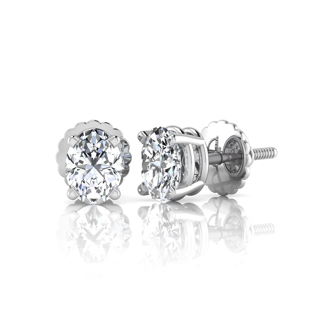 OctaPearl Oval Four Prong Lab Grown Diamond Stud Earrings