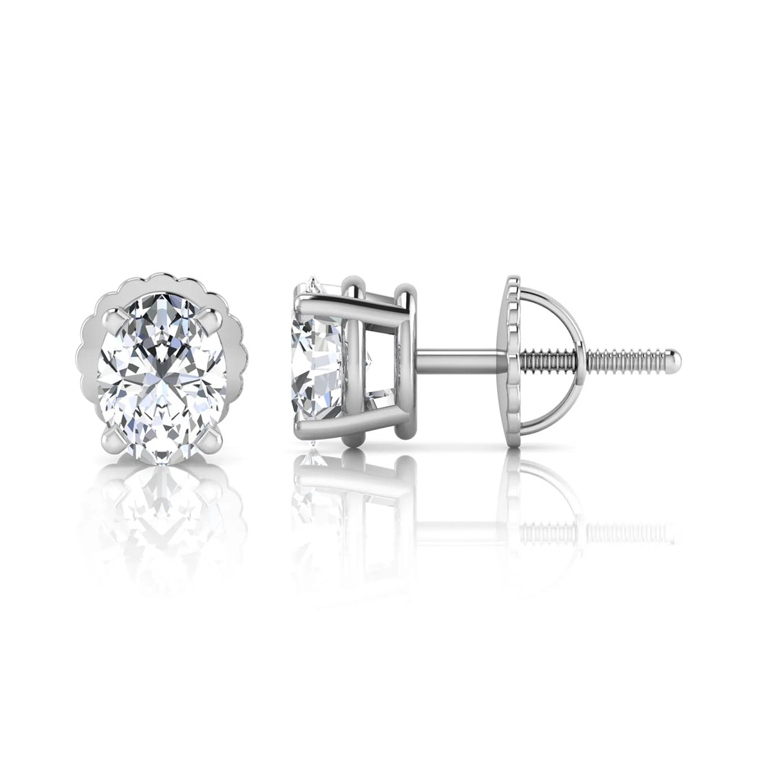 OctaPearl Oval Four Prong Lab Grown Diamond Stud Earrings