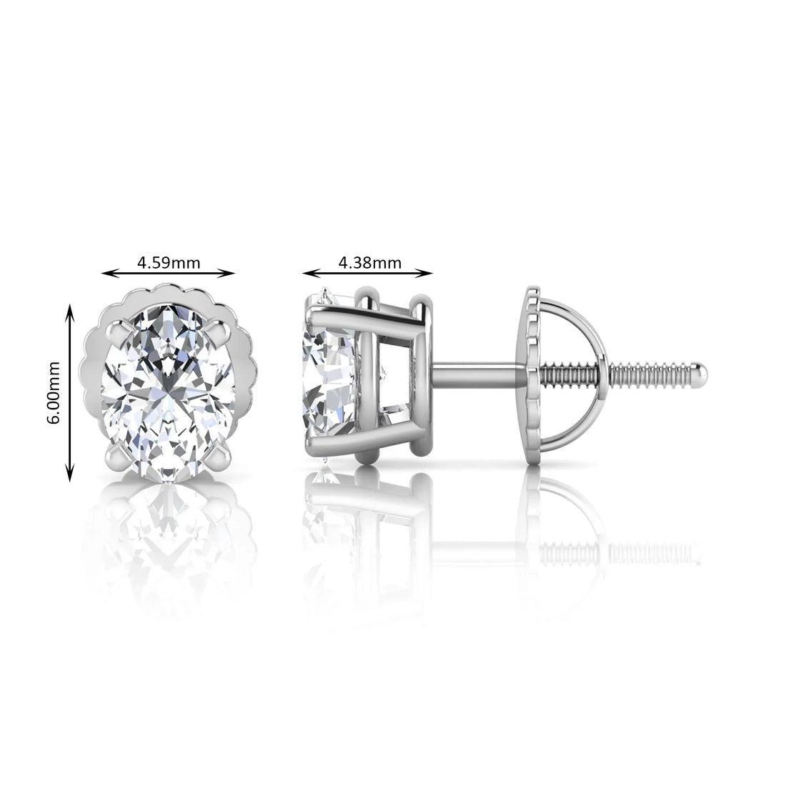 OctaPearl Oval Four Prong Lab Grown Diamond Stud Earrings