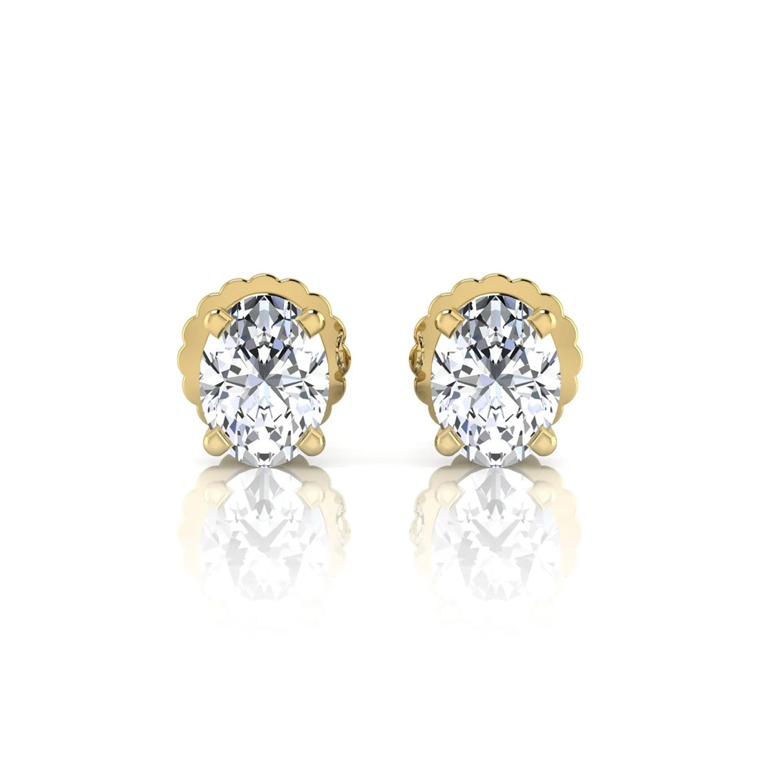 OctaPearl Oval Four Prong Lab Grown Diamond Stud Earrings