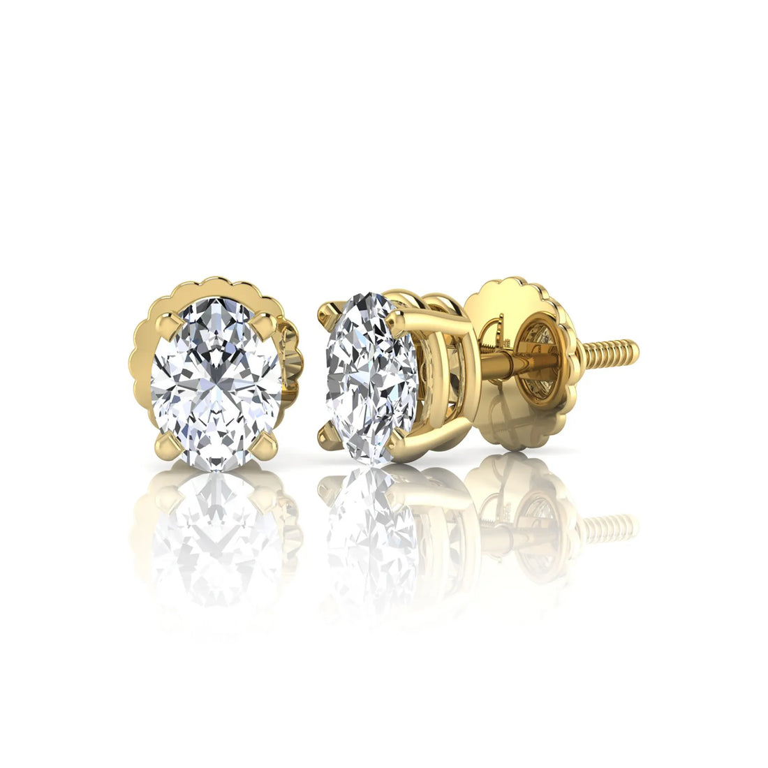 OctaPearl Oval Four Prong Lab Grown Diamond Stud Earrings