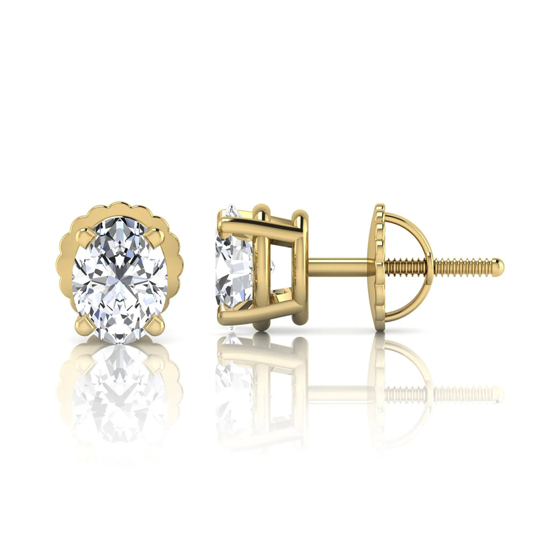 OctaPearl Oval Four Prong Lab Grown Diamond Stud Earrings