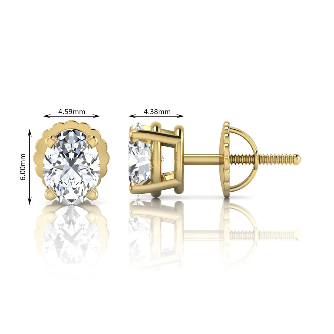 OctaPearl Oval Four Prong Lab Grown Diamond Stud Earrings