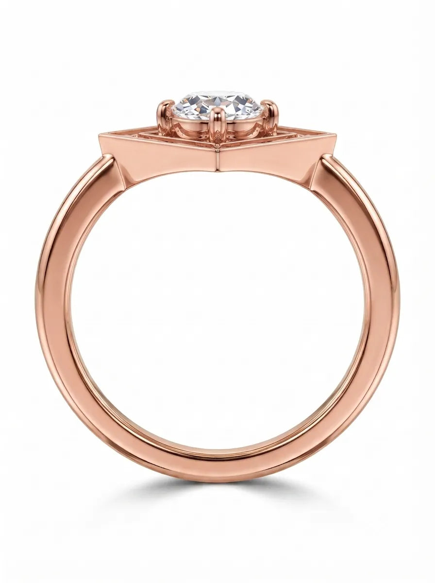 OctaPearl 1 ct Oval Geometric Halo Lab Grown Diamond Engagement Ring