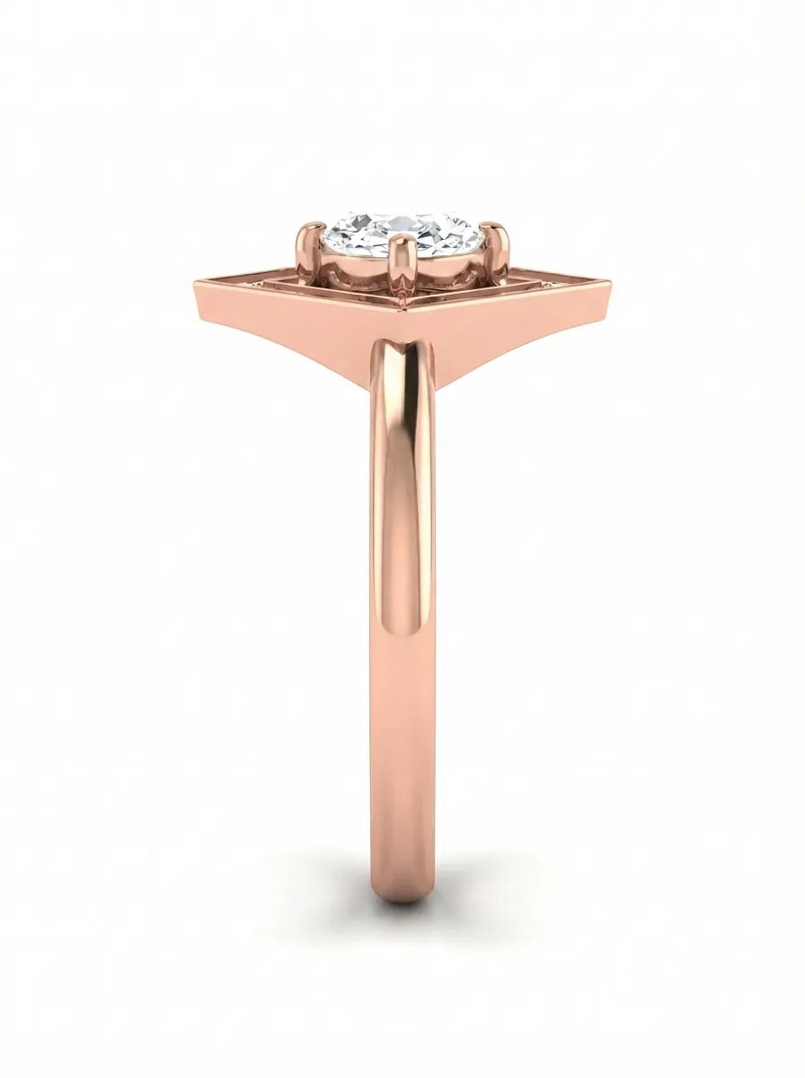 OctaPearl 1 ct Oval Geometric Halo Lab Grown Diamond Engagement Ring