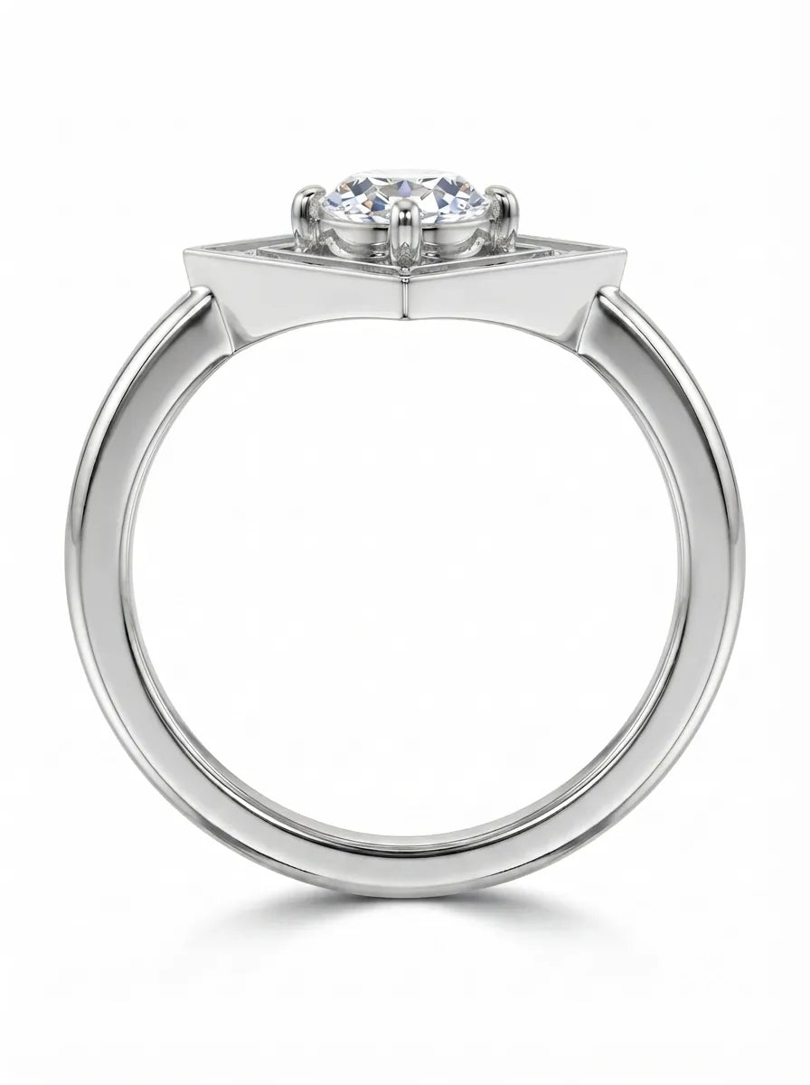 OctaPearl 1 ct Oval Geometric Halo Lab Grown Diamond Engagement Ring