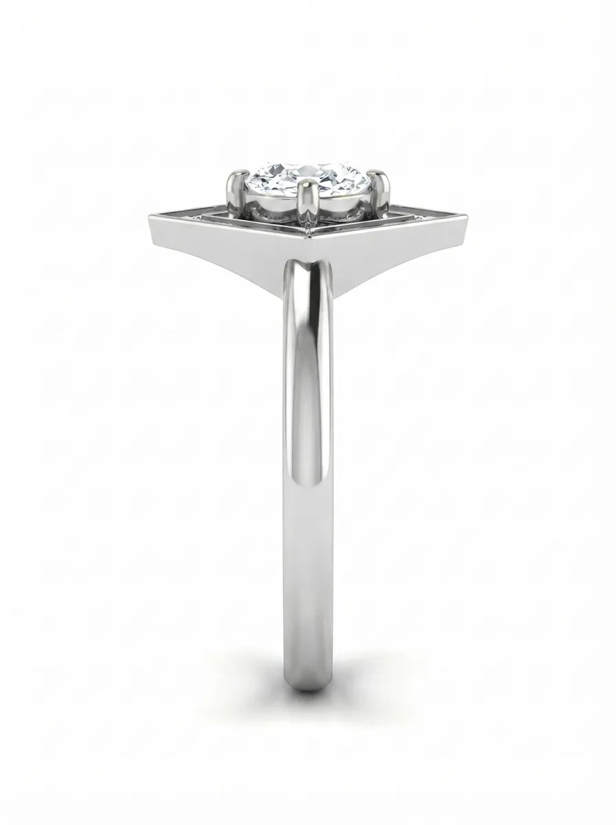OctaPearl 1 ct Oval Geometric Halo Lab Grown Diamond Engagement Ring