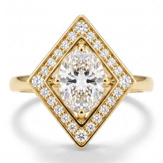 OctaPearl 1 ct Oval Geometric Halo Lab Grown Diamond Engagement Ring