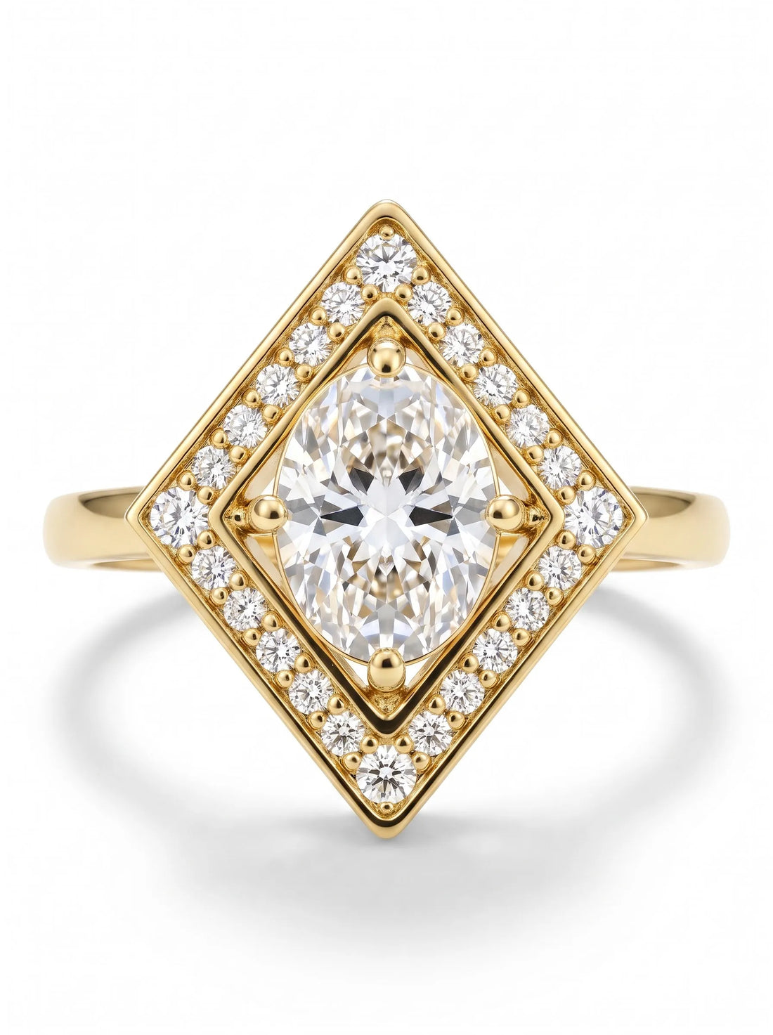 OctaPearl 1 ct Oval Geometric Halo Lab Grown Diamond Engagement Ring