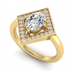 OctaPearl 1 ct Oval Geometric Halo Lab Grown Diamond Engagement Ring - alternate view