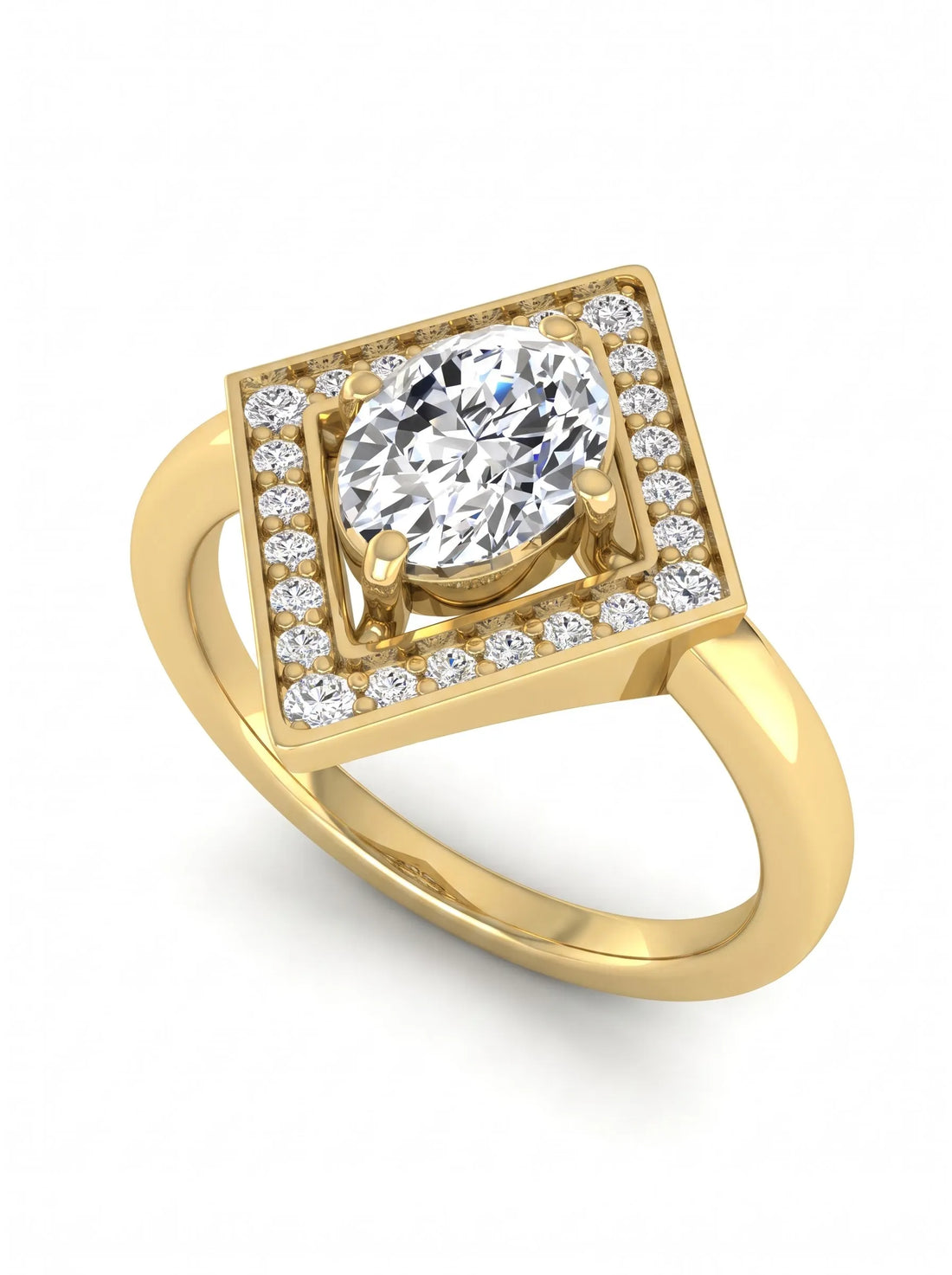 OctaPearl 1 ct Oval Geometric Halo Lab Grown Diamond Engagement Ring
