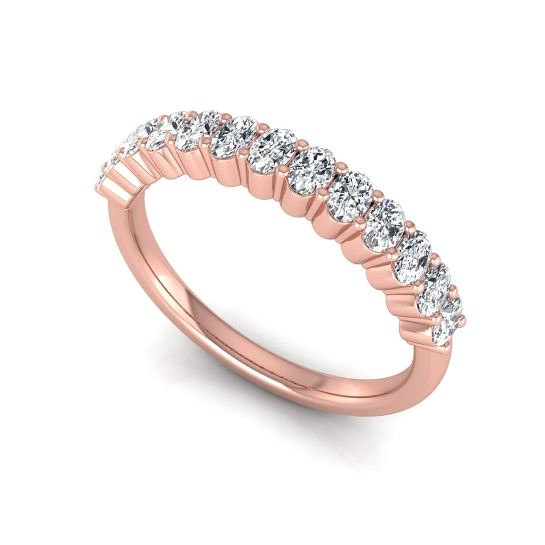 OctaPearl Oval Cut Lab Grown Diamond Minimalist Half Eternity Wedding Band
