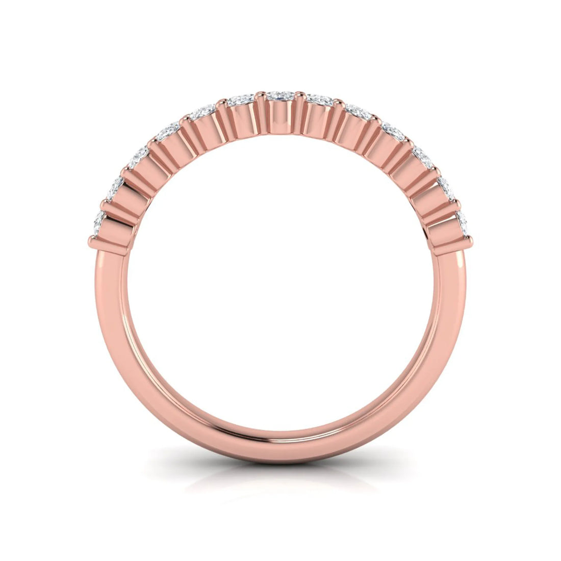 OctaPearl Oval Cut Lab Grown Diamond Minimalist Half Eternity Wedding Band