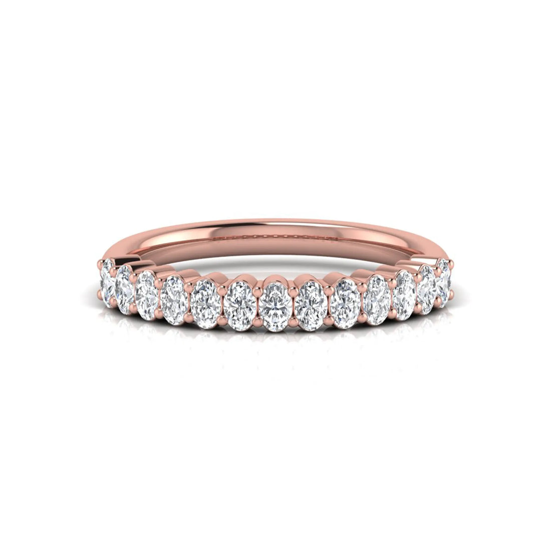 OctaPearl Oval Cut Lab Grown Diamond Minimalist Half Eternity Wedding Band