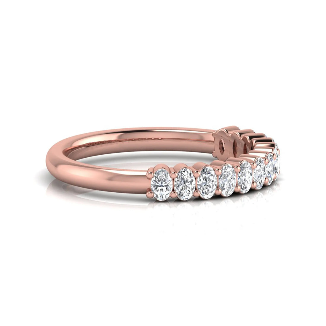 OctaPearl Oval Cut Lab Grown Diamond Minimalist Half Eternity Wedding Band