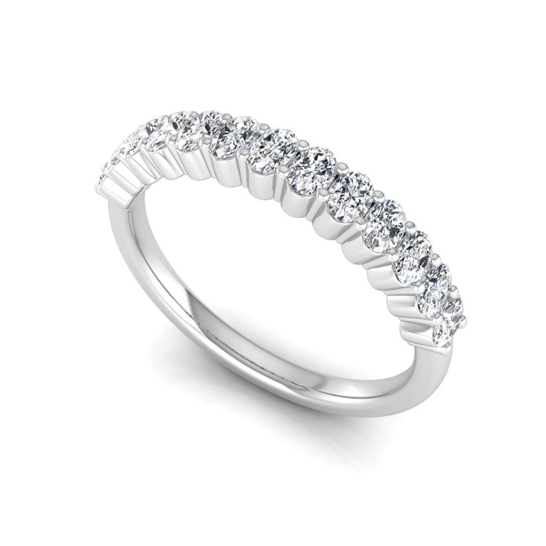 OctaPearl Oval Cut Lab Grown Diamond Minimalist Half Eternity Wedding Band