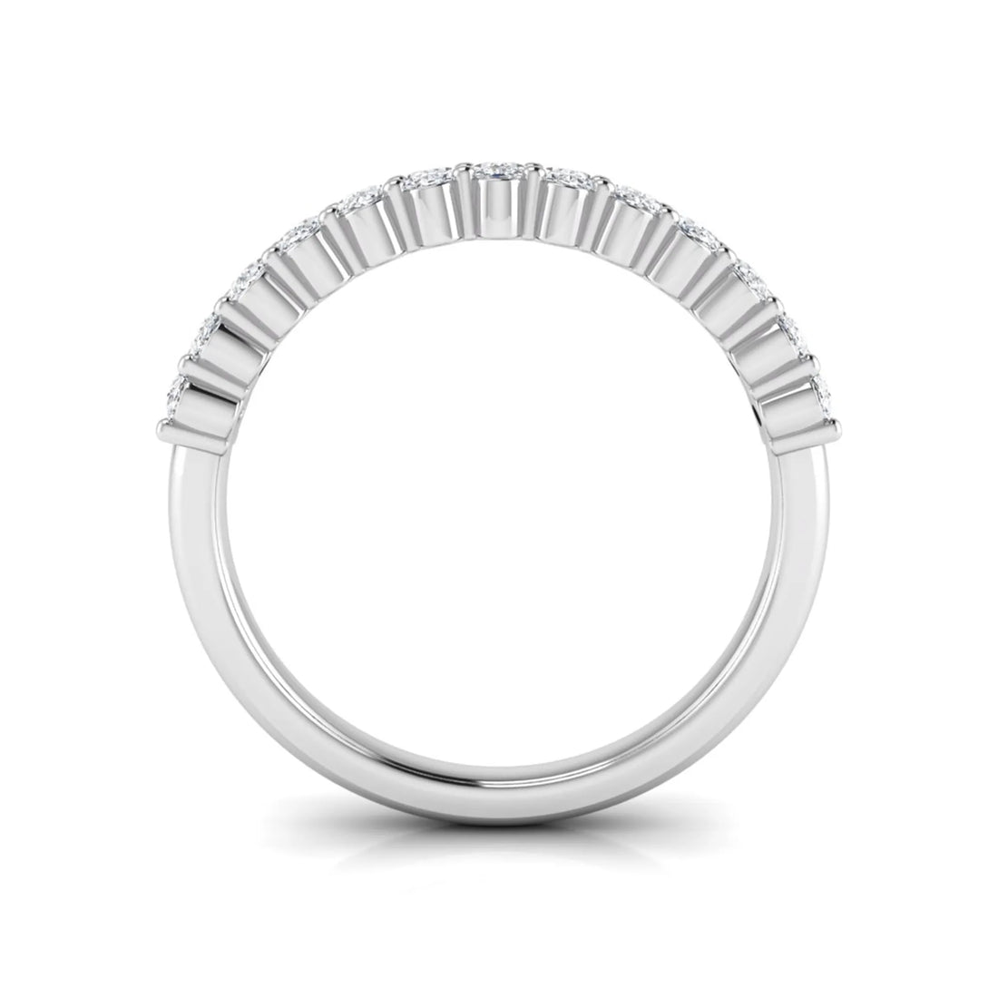 OctaPearl Oval Cut Lab Grown Diamond Minimalist Half Eternity Wedding Band