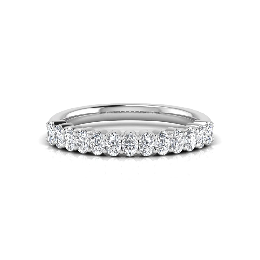 OctaPearl Oval Cut Lab Grown Diamond Minimalist Half Eternity Wedding Band