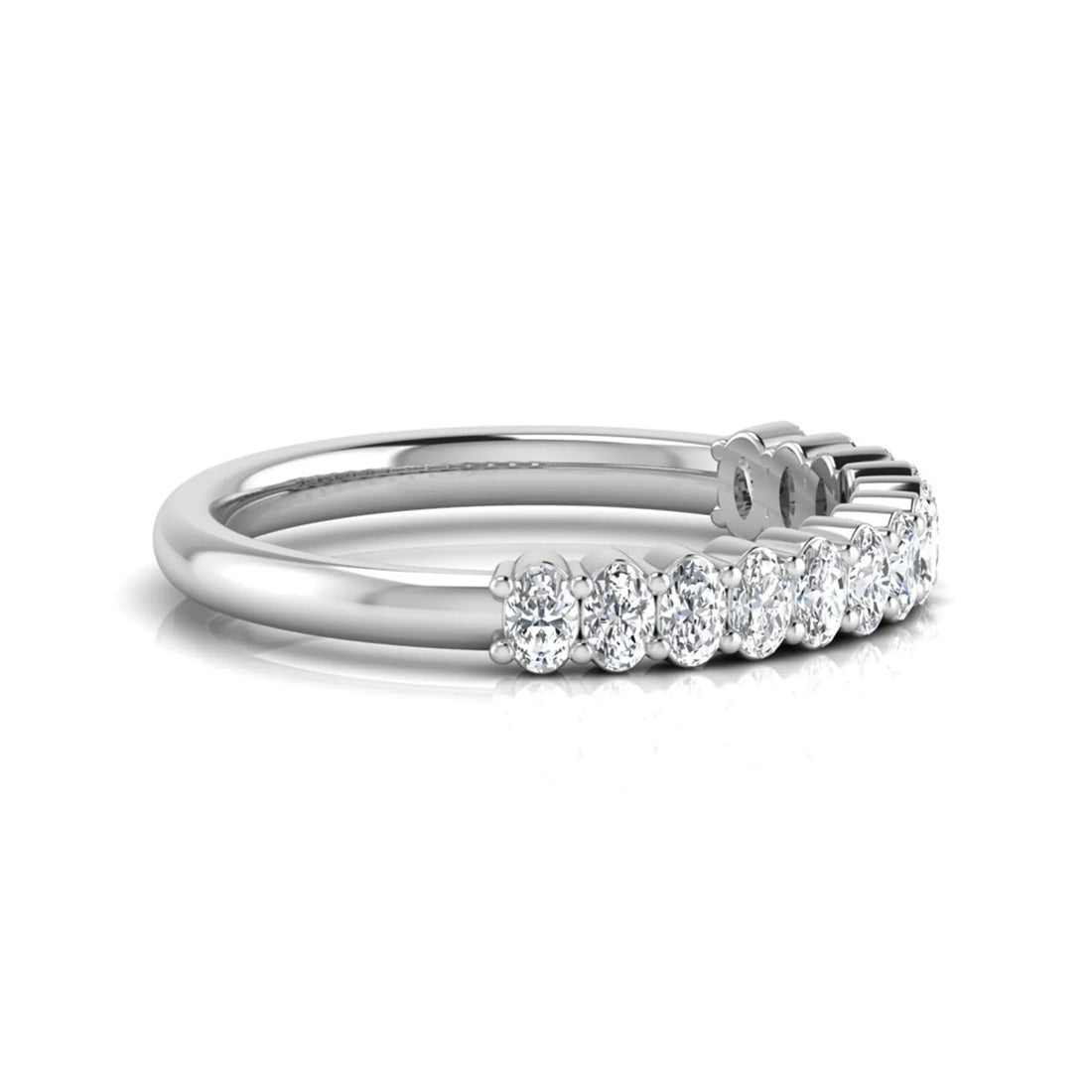 OctaPearl Oval Cut Lab Grown Diamond Minimalist Half Eternity Wedding Band
