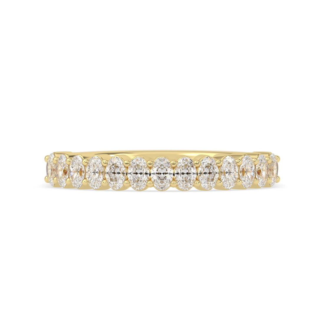 OctaPearl Oval Cut Lab Grown Diamond Minimalist Half Eternity Wedding Band