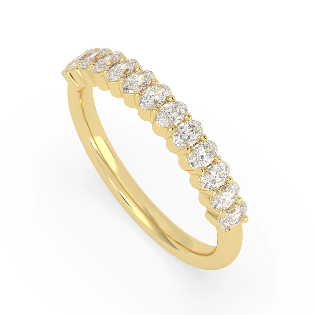 OctaPearl Oval Cut Lab Grown Diamond Minimalist Half Eternity Wedding Band