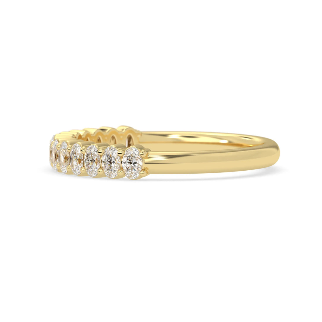 OctaPearl Oval Cut Lab Grown Diamond Minimalist Half Eternity Wedding Band