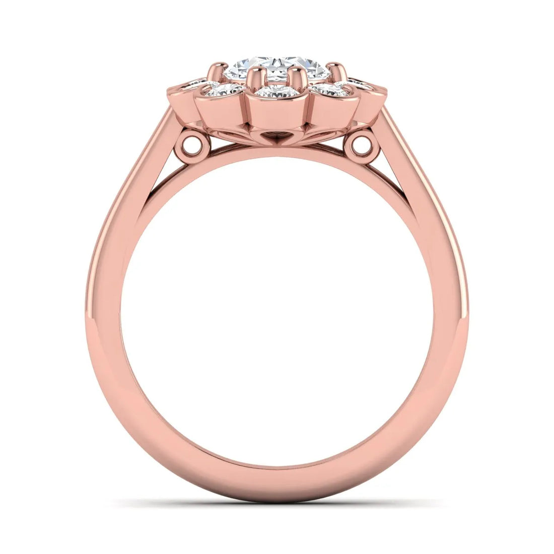 OctaPearl 1.50 ct Oval Halo Lab Grown Diamond Floral Engagement Ring