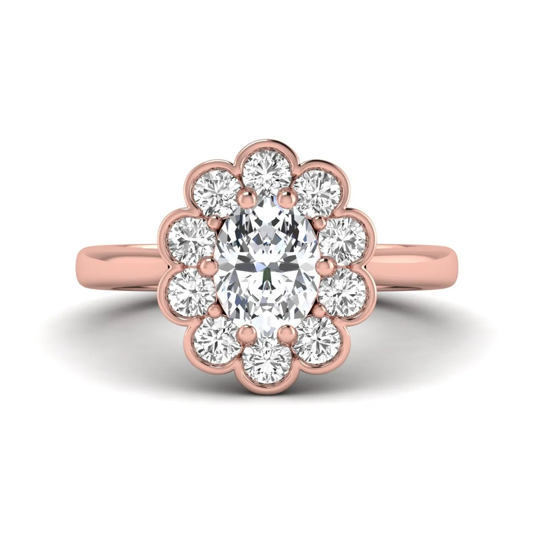 OctaPearl 1.50 ct Oval Halo Lab Grown Diamond Floral Engagement Ring