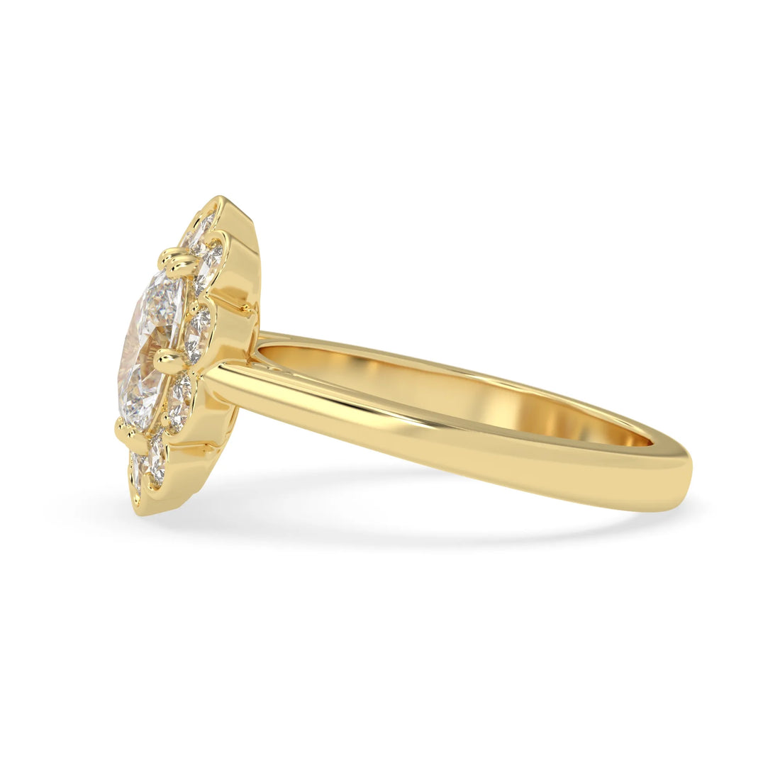 OctaPearl 1.50 ct Oval Halo Lab Grown Diamond Floral Engagement Ring
