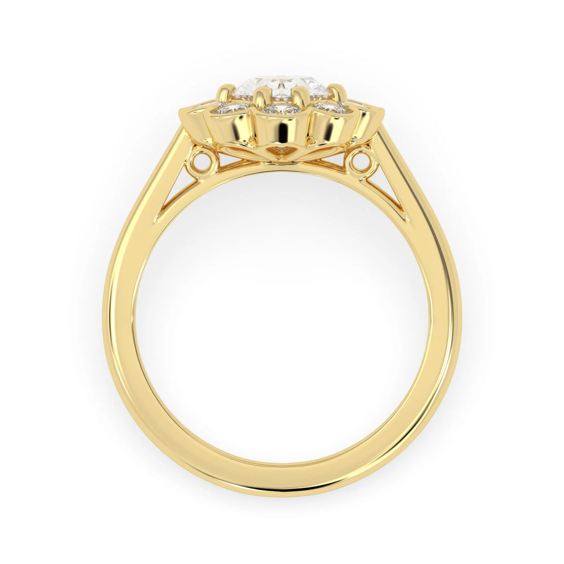 OctaPearl 1.50 ct Oval Halo Lab Grown Diamond Floral Engagement Ring