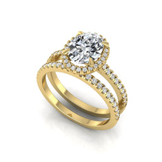 OctaPearl 2 ct Oval Halo Lab Grown Diamond Bridal Ring Set - alternate view