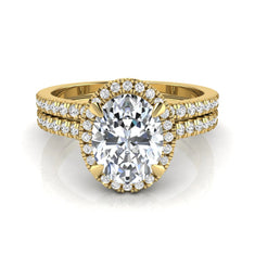 OctaPearl 2 ct Oval Halo Lab Grown Diamond Bridal Ring Set