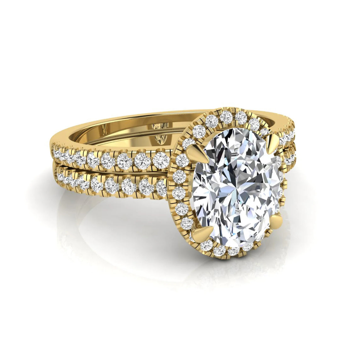 OctaPearl 2 ct Oval Halo Lab Grown Diamond Bridal Ring Set