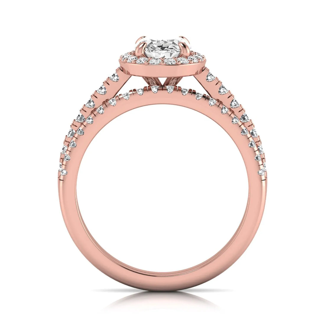 OctaPearl 1 ct Oval Halo Lab Grown Diamond Bridal Ring Set
