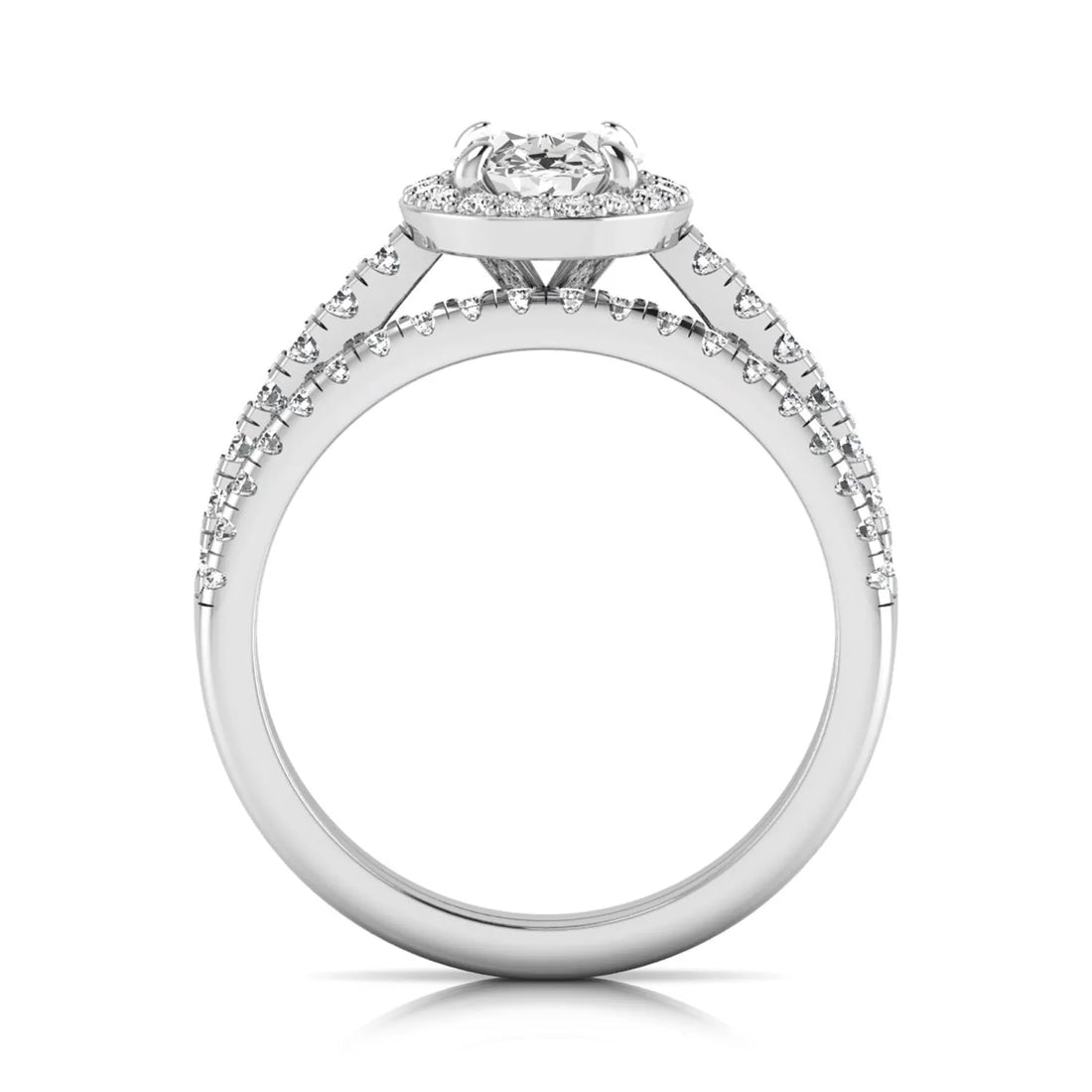 OctaPearl 1 ct Oval Halo Lab Grown Diamond Bridal Ring Set