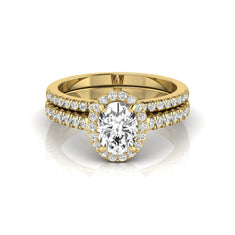 OctaPearl 1 ct Oval Halo Lab Grown Diamond Bridal Ring Set