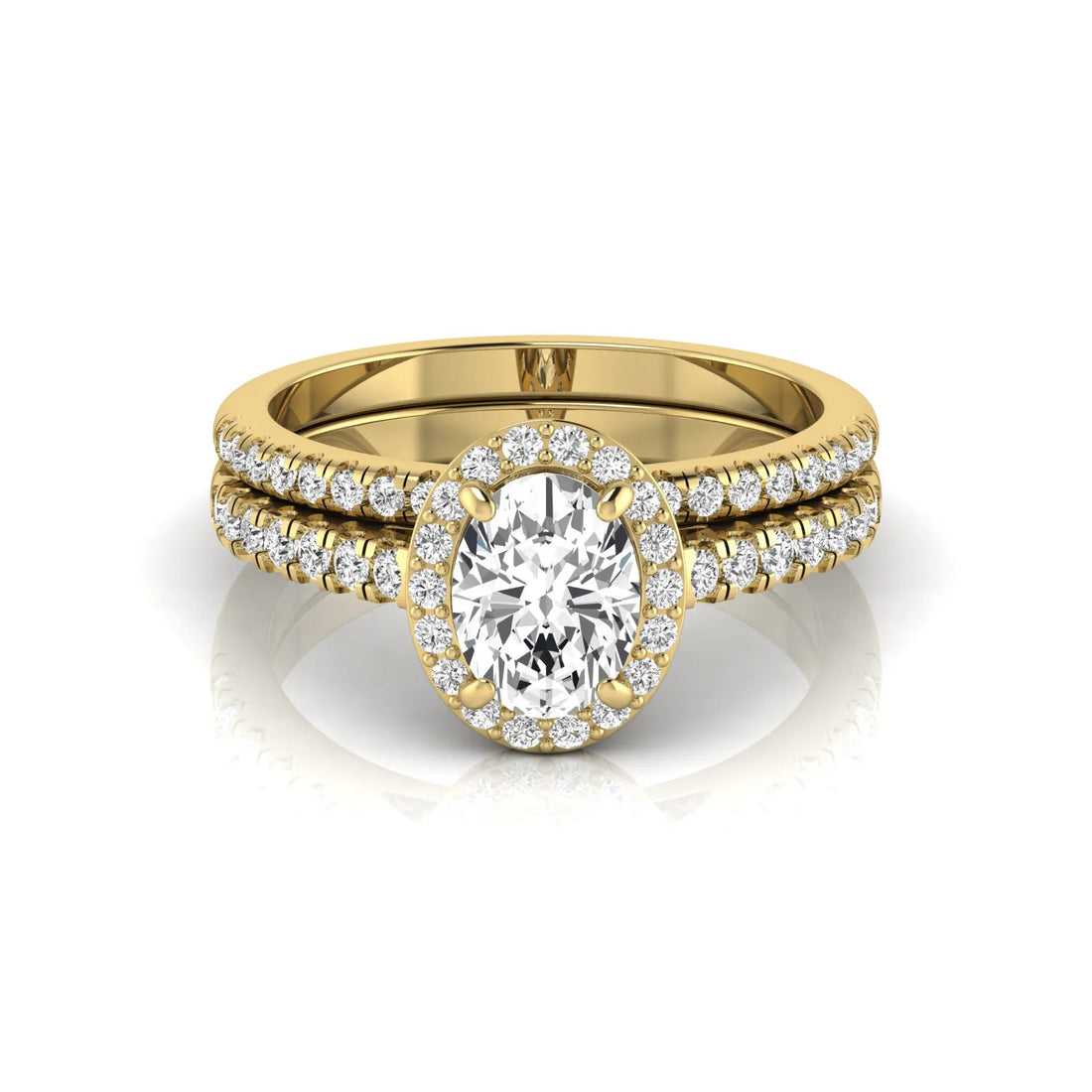 OctaPearl 1 ct Oval Halo Lab Grown Diamond Bridal Ring Set