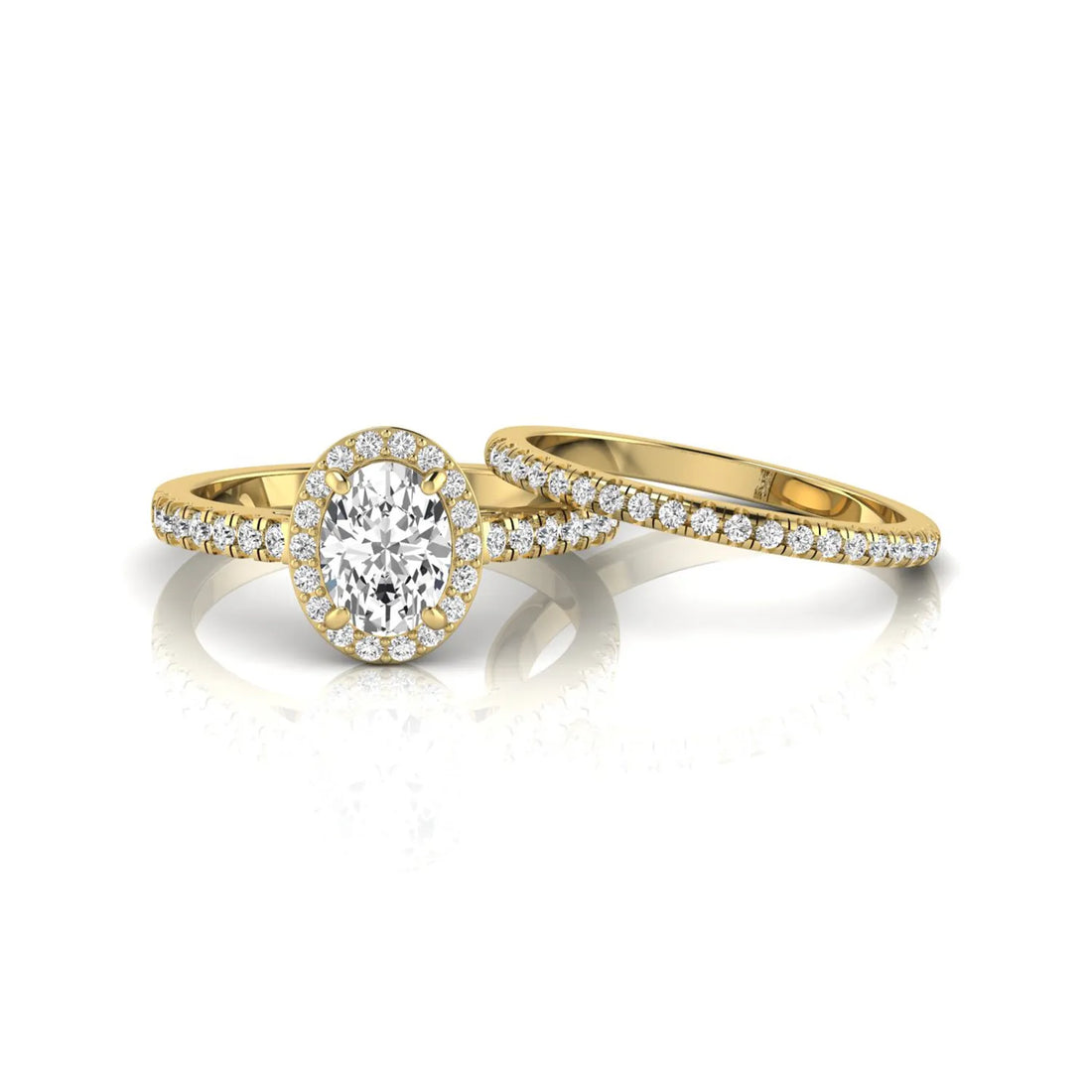 OctaPearl 1 ct Oval Halo Lab Grown Diamond Bridal Ring Set
