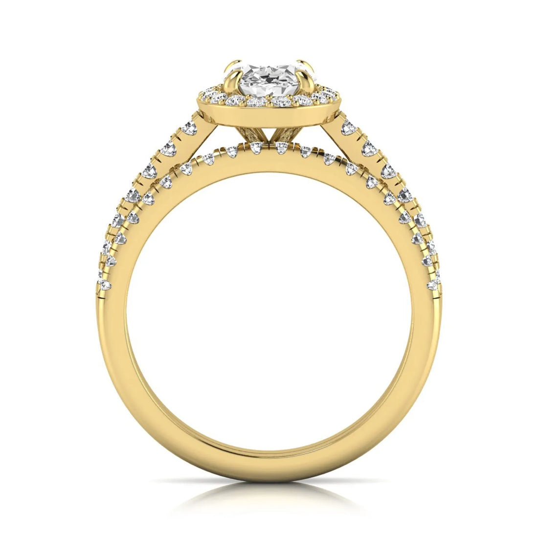 OctaPearl 1 ct Oval Halo Lab Grown Diamond Bridal Ring Set