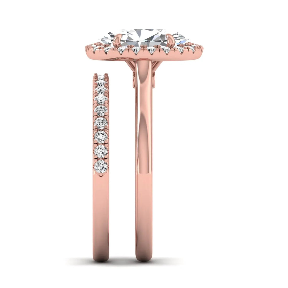 OctaPearl 2 ct Oval Halo Lab Grown Diamond Bridal Ring Set