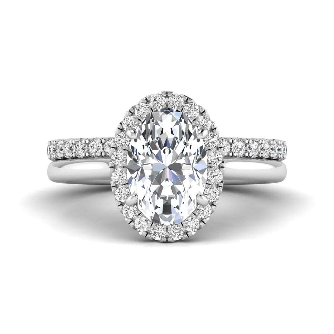 OctaPearl 2 ct Oval Halo Lab Grown Diamond Bridal Ring Set