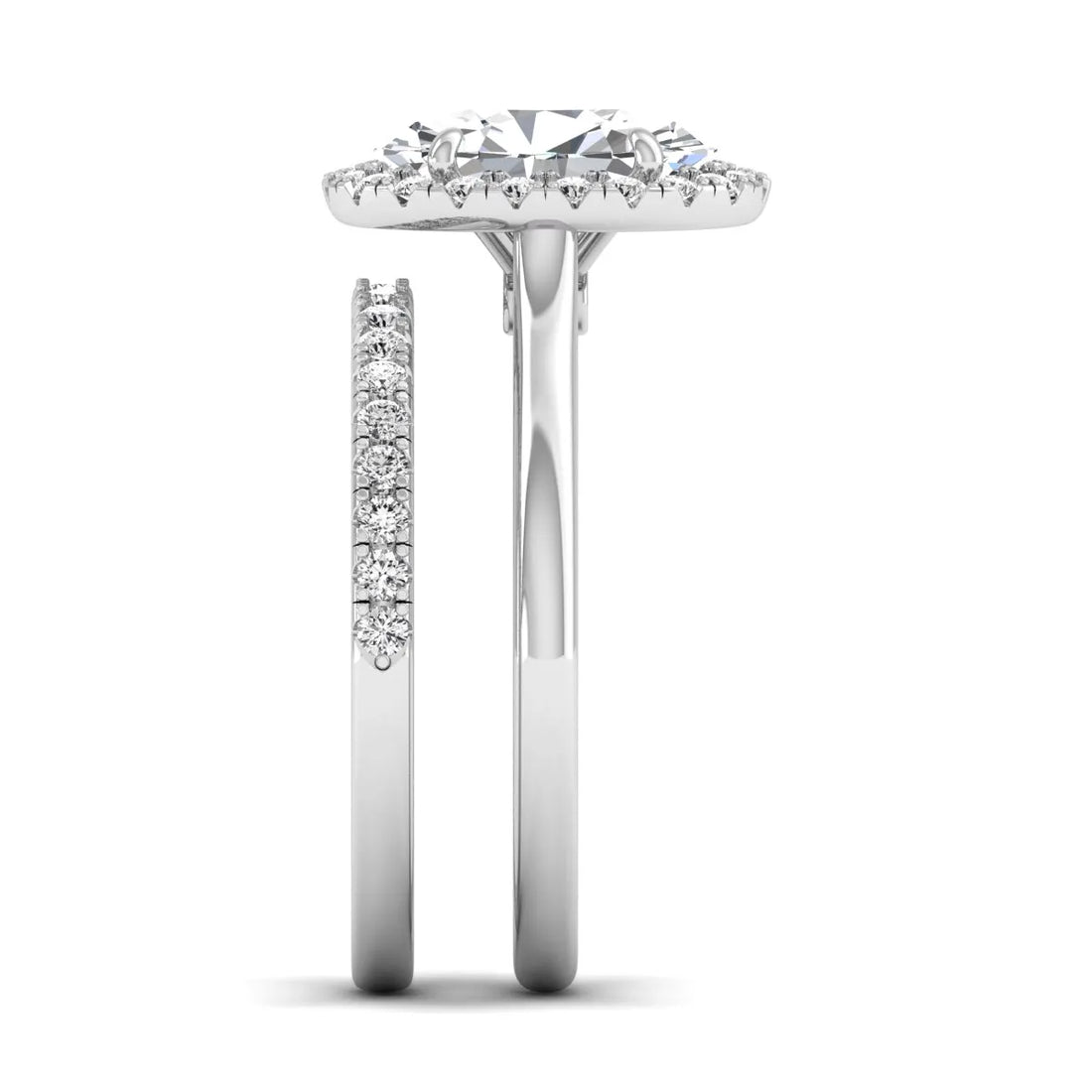 OctaPearl 2 ct Oval Halo Lab Grown Diamond Bridal Ring Set