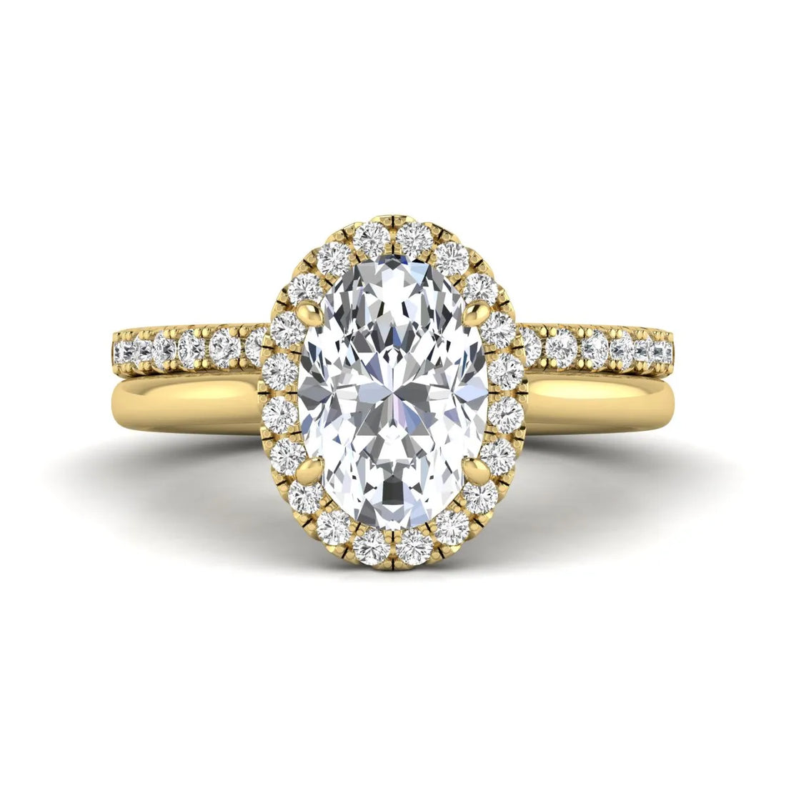 OctaPearl 2 ct Oval Halo Lab Grown Diamond Bridal Ring Set