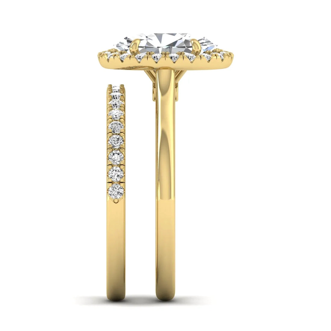 OctaPearl 2 ct Oval Halo Lab Grown Diamond Bridal Ring Set