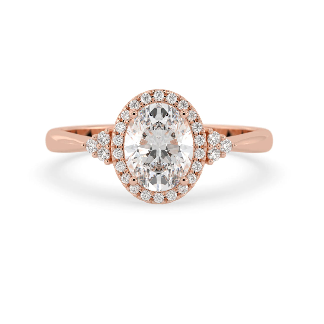 OctaPearl 2 ct Oval Cut Halo Lab Grown Diamond Engagement Ring
